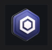 a hexagonal logo on a black background