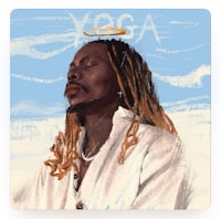 a painting of a man with dreadlocks and a white shirt