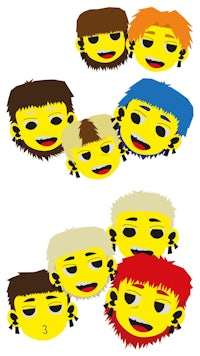 a group of cartoon faces with different hairstyles