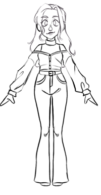 a black and white drawing of a woman