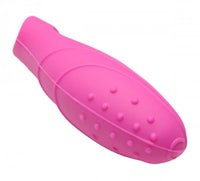 a pink plastic toy with holes on it