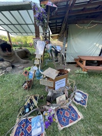 a table with a lot of items on it