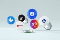 social media buttons on a white background
