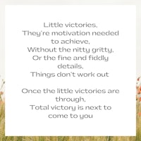 little victories they're motivation needed to achieve without the nitty gritty