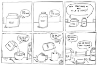 a comic strip showing how to make milk