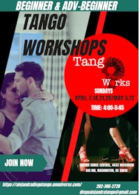 a flyer for tango workshops