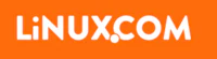 linux com logo on an orange background