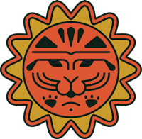 a sun with a tiger's face on it