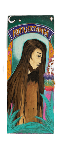 a painting of a woman with long hair