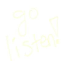 a black background with the word go listen written on it
