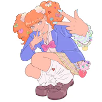 an orange haired girl in a school uniform