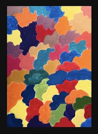 a painting of colorful clouds on a black background