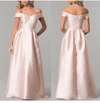 off the shoulder satin bridesmaid dresses