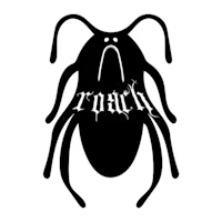 a black and white image of a bug with the word roach on it
