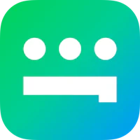 a green and blue icon with three circles on it
