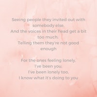 a pink background with a poem that reads, seeing them invited out with somebody else