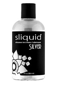 a bottle of sliquid silver on a white background