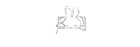 a drawing of a rabbit sitting in a chair