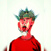 an illustration of a man with spikes on his head