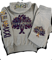 a hoodie and sweatpants with the word love on them