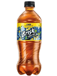 a bottle of brisk lemonade on a black background