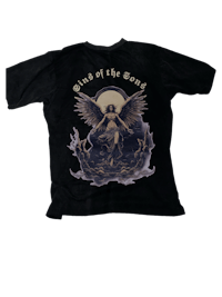 a black t - shirt with an image of an angel on it