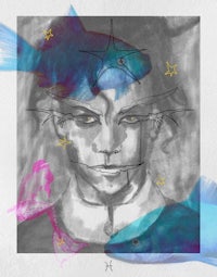 a drawing of a man with a star on his head