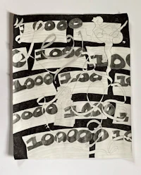 a black and white drawing on a piece of paper