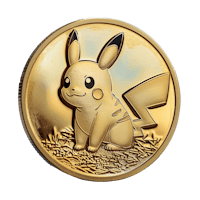 a gold coin with a pikachu on it