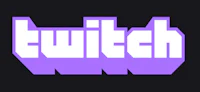 a purple and white twitch logo on a black background