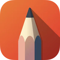a pencil icon on an orange background