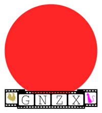 a red circle with the word gnzx on it
