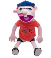 a puppet with the name jeffy on it