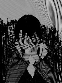 a black and white image of a man covering his face