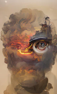 a painting of a man's head