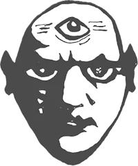 a black and white image of a man with an eye