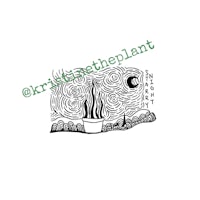 a black and white drawing of a starry night