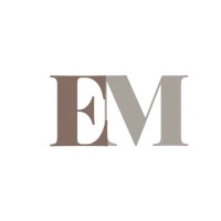 the letter em on a black background
