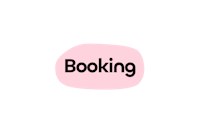 the word booking in pink on a black background