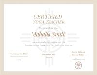 a certificate for a yoga teacher