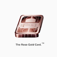 the rose gold card is shown on a white background