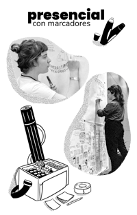 a black and white photo of a woman writing on a wall