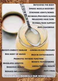 a poster with a spoon and a bottle of honey