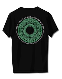 a black t - shirt with a green design on it