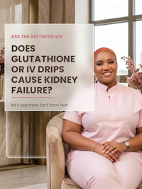 a woman sitting in a pink chair with the words does phtalate cause kidney failure?
