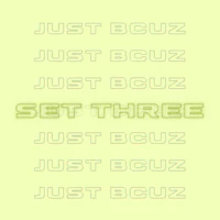 a green background with the words set three on it