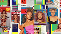 a collage of magazine covers with women on them