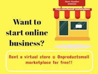 a flyer with the words want to start an online business? rent a virtual store