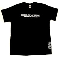a black t - shirt with a white logo on it