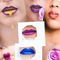 a woman's lips are shown with different colors of lipstick